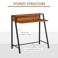 HOMCOM Writing Desk Computer Table Home Office PC Laptop Workstation Storage Shelf 84L x 45W cm Walnut(m-5)