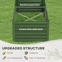 Outsunny Raised Beds for Garden, Galvanised Steel Outdoor Planters with Multi-reinforced Rods, 180 x 90 x 59 cm, Green(m-5)