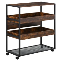 HOMCOM 4-Tier Kitchen Cart Storage Trolley with Wheels Shelves and Brakes Industrial Style, Kitchen, Dining & Living Room(m-11)