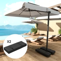Outsunny Parasol Weights Set of 2, Parasol Base Weights Bags, 25kg Fillable Sandbag Weights with Handles, Cantilever Umbrella Base Weights, Black(m-8)