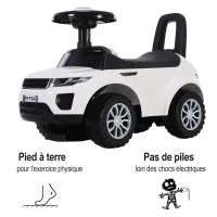 HOMCOM Porteur enfant véhicule à pousser, porteur bébé avec klaxon, compteurs factices et coffre à jouets pour enfants de 12 à 36 mois, blanc(m-5)