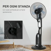 HOMCOM Ventilatore Nebulizzatore e Deumidificatore Oscillante 70° con 3 Modalità, Telecomando e Timer 7.5h, Tanica 2.8L, 90W, Ф44.5cm x 120cm(m-7)