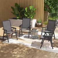 Outsunny Set of Four Folding Garden Chairs - Charcoal Grey(m-10)