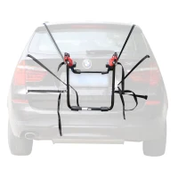 HOMCOM Portabicicletas Trasero Portón Plegable con Correas Hasta 3 Bicis Soporte de Bici Universal Carga 40kg 68x52x60cm Metal(m-2)