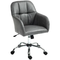 HOMCOM Faux Leather Tub Office Chair, with Wheels - Grey(m-11)