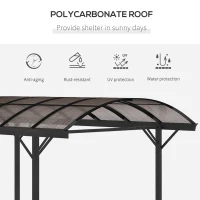 Outsunny 5 x 3(m) Hardtop Gazebo Aluminium Pavilion Carport Garden Shelter Pergola with Polycarbonate Roof, Brown(m-4)