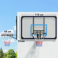 SPORTNOW Canasta de Baloncesto de Pared Aro de Baloncesto para Exterior 113x61x73 cm Azul y Negro(m-3)
