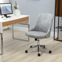Vinsetto Sedia da Ufficio Regolabile in Altezza con Funzione Girevole e Inclinabile a 360°, 56x63x85-95 cm, Grigio(m-2)