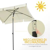 Outsunny Ombrellone da Giardino Rettangolare 2x1.3 m con Inclinazione Regolabile e Palo in Alluminio, Beige e Nero(m-4)