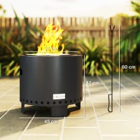 Outsunny Smokeless Steel Fire Pit, with Poker - Grey(m-3)