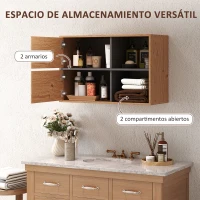 HOMCOM Armario de Baño de Pared con Compartimentos Abiertos y 2 Puertas Mueble de Baño Moderno 80x35x57,5 cm Natural(m-5)