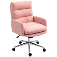 HOMCOM 91-99cm Sherpa Fleece Office Chair - Pink(m-11)