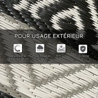 Outsunny Tapis rond pour l'extérieur Ø180 cm Tapis réversible avec bordure et sac de transport imperméable pour terrasse balcon(m-6)