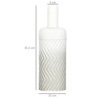 HOMCOM Jarrón para Flores de Metal Florero Decorativo Moderno con Textura 3D Decoración para Salón Dormitorio Ø15x45,5 cm Gris(m-3)