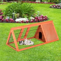 PawHut Jaula Conejo Conejera de Exterior con Buena Ventilación 2 Tablas Protección de Lluvia y Calor del Sol Ligero Madera de Abeto Estable Duradera Metal 118x50x45 cm(m-2)