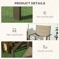 Outsunny Set of Two Aluminium Stacking Garden Chairs - Khaki(m-6)