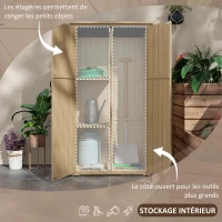 Outsunny Armoire de jardin abri remise pour outils 90L x 54.5P x 161/168,5H cm 2 étagères toit bitumé étanche bois pin autoclave(m-4)