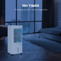 HOMCOM Portable 3-in-1 Air Cooler with 5 Litre Capacity, Oscillation, LED Display, Remote, 15 Hour Timer, Evaporative Air Cooler Fan with 3 Speeds, 3 Modes, Ice Packs, for Home Office(m-8)