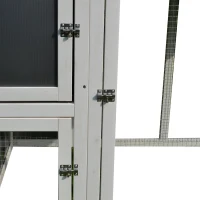 PawHut Pollaio per Galline Ovaiole da Esterno con Tetto Impermeabile e Zona di Corsa, Nidificazione in Legno, 160x75x80 cm, Grigio e Bianco(m-10)