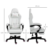 Vinsetto Computer Gaming Chair with Footrest, Video Gaming Chair for Adults with 130° Reclining Back, Desk Chair with Lumbar Support and Adjustable Height, White(m-3)