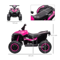 HOMCOM 12V Ride-On Quad Bike w/ Music, Horn, for Ages 3-5 Years - Pink(m-3)