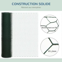 PawHut Grillage à poule rouleau - 25L x 1H m  - acier revêtement PVC vert(m-5)