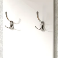 HOMCOM Porte-manteau mural meuble d'entrée avec étagère, 2 crochets et barre en aluminium, pour entrée, couloir, chambre(m-8)