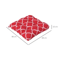 Outsunny Conjunto de Cojines para Sillas de Comedor y Jardín Impermeable y Anti-UV con 2 Cordones de Fijación 48x48x7 cm Rojo(m-3)