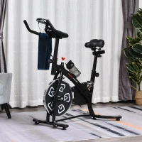 HOMCOM Vélo d'appartement vélo de fitness velo d'intérieur avec écran LCD multifonctions vélo biking cardio-training selle et guidon réglables acier noir(m-2)
