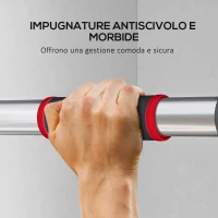 SPORTNOW Sbarra per Trazioni a Larghezza Regolabile con Impugnature Antiscivolo, 75-92x10x7 cm, Rosso e Nero(m-7)