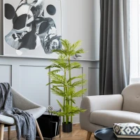 HOMCOM Artificial Plant Tropical Palm in Pot, Fake Plants for Home Indoor Outdoor Decor, 15x15x140cm(m-2)