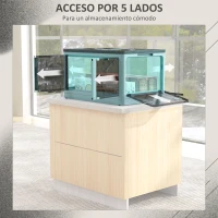 HOMCOM Caja de Almacenamiento Apilable con Tapa 69L de Capacidad Caja Organizadora Plegable con Ruedas 60x42x34 cm Azul(m-5)