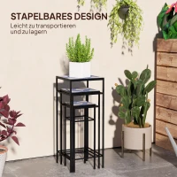 Outsunny Set van 3 Plantenstandaards, 3 Maten Rekken voor het Presenteren van Bloemen en Overige Objecten, Blauw+Wit(m-8)