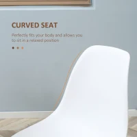 HOMCOM Modern Dining Chairs Set of 4, Kitchen Chairs with Backrest and Steel Legs for Dining Room, Living Room, White(m-5)