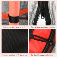 HOMCOM Trampolino Elastico per Bambini Ø1.6x1.9 m con Rete di Sicurezza e Pali Imbottiti, Età 3-10 Anni, Rosso(m-6)