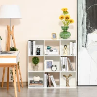 HOMCOM 3-tier 9 Cubes Storage Unit Particle Board Cupboard Bookcase Organiser Home Office Shelves, White(m-4)