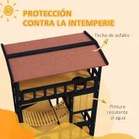 PawHut Casa para Gatos de 4 Niveles 84x60x116 cm Refugio para Gatos con Puente Colgante Balcón y Techo Asfáltico Natural(m-5)