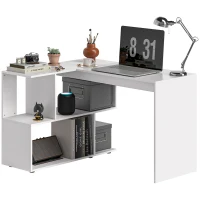 HOMCOM Scrivania Angolare Moderna per Ufficio con 4 Ripiani in Legno Bianco, 120x100x77 cm(m-1)