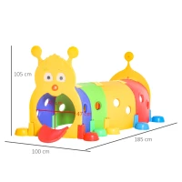 Outsunny Play Tunnel, Caterpillar Tunnel for Kids, Toddler Play Structure for Ages 3-6 Years, Indoor, Outdoor - Multicoloured(m-3)
