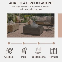 Outsunny Tavolino da Giardino in Vetro Temperato 5mm Rettangolare Esterno Rattan 85 x 50 x 39 cm Marrone(m-6)