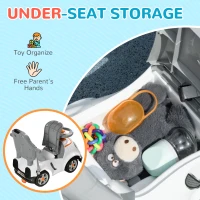 AIYAPLAY 3 in 1 Ride on Push Car, Cartoon Robot Theme Foot to Floor Slider w/ Handle Light Music Horn, Storage - White(m-8)