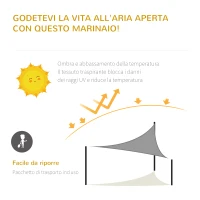 Outsunny Tenda da Sole Triangolare Anti-UV e Traspirante con Ganci a D, in HDPE, 5x5x5 m, Bianca e Blu(m-5)