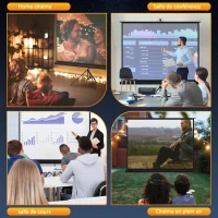 HOMCOM Écran de projection 100 pouces avec support trépied hauteur réglable, écran 4K HD 4:3, films en intérieur/à l'extérieur(m-6)