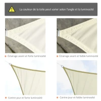 Outsunny Voile d'ombrage rectangulaire 4x6m toile ombrage extérieur protection anti-UV, pour jardin terrasse extérieur patio piscine balcon, crème(m-5)
