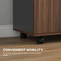HOMCOM Lateral Filing Cabinet on Wheels, Mobile File Cabinet with Cabinet, Home Office Printer Stand with Casters and Open Compartments for Living Room, Walnut Brown,(m-5)