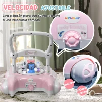 AIYAPLAY Andador para Bebés de 1-3 Años con Altura Ajustable Música Ruedas Antideslizantes Luces Manillar Desmontable Rosa(m-5)