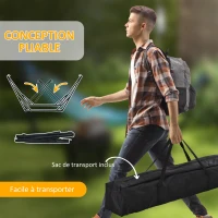 Outsunny Support avec hamac pliable en acier, 2 en 1 pour hamac ou chaise suspendue, sac de transport inclus 263L x 89l x 100H cm(m-5)