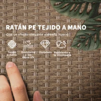 Outsunny Conjunto de 2 Tumbonas de Ratán con Mesa de Centro Respaldo Ajustable en 5 Niveles y Cojines 196x54x32 cm Beige(m-4)