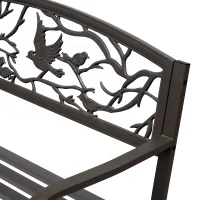 Outsunny Banc de Jardin 3 Places banc extérieur jardin Style Rural Chic pour balcon terrasse patio 127 x 60 x 85 cm métal époxy anticorrosion Brun(m-9)