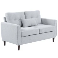 HOMCOM Sofá de 2 Plazas con Cojines y Asiento Acolchado Funda de Almohada Lavable 140x78x83 cm Gris Claro(m-10)